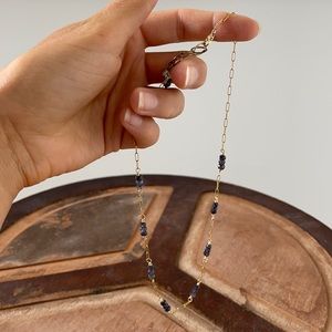 Gold and blue bead necklace